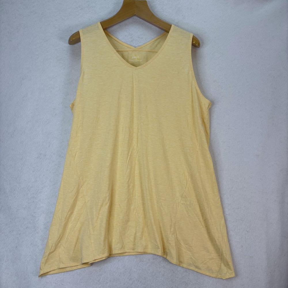 Pure Jill Women's XL Lt Orange Dipped Hem V-Neck Tunic 100% Pima Cotton Casual‎